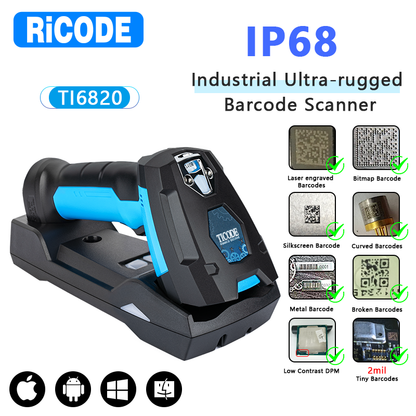 Ultra-rugged IP68 Industrial Barcode Scanner RiCODE TI6820HD